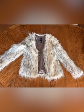 Me Jane Cream and Brown Faux Fur Coat for Kids